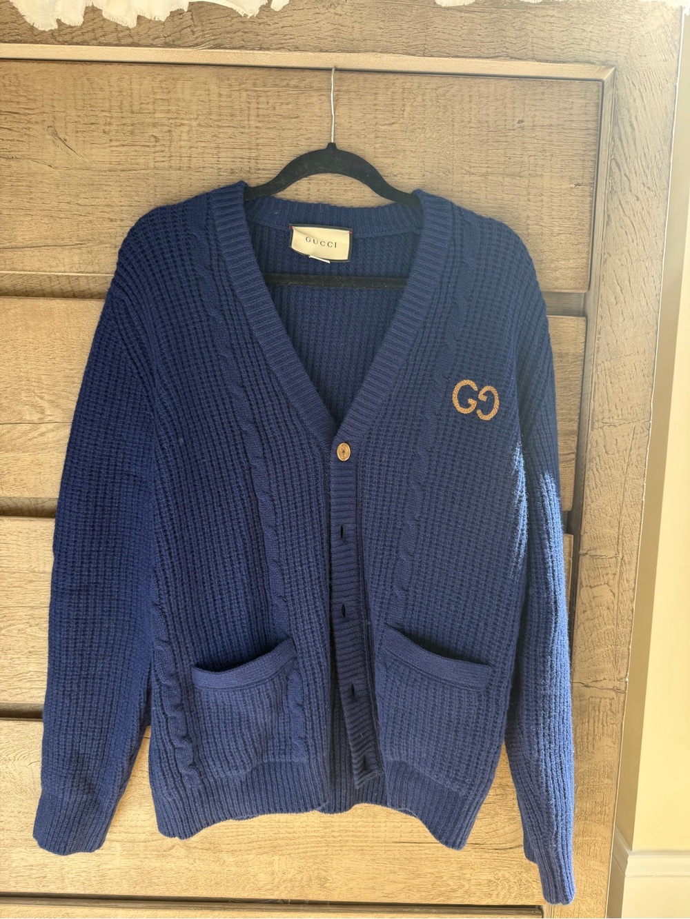 Gucci Men's Navy Knit Cardigan Sweater - NWOT - size L
